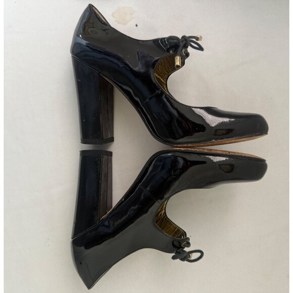 Steven By Steve Madden Black Patent Leather Lace-Up Pumps Babbett High Heel 8.5M - Picture 3 of 9